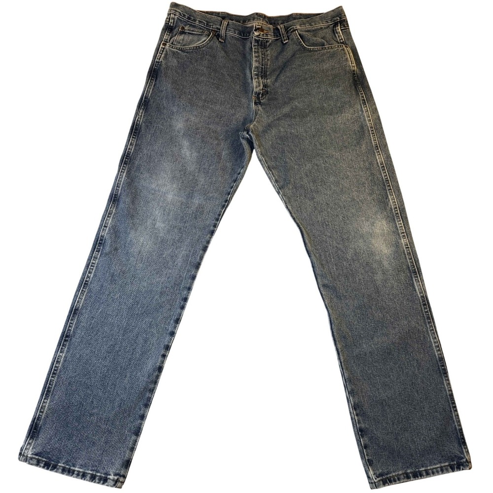 Wrangler Rugged Wear Mens Jeans 38x34 Blue Cotton Relaxed Fit Straight 35001AI